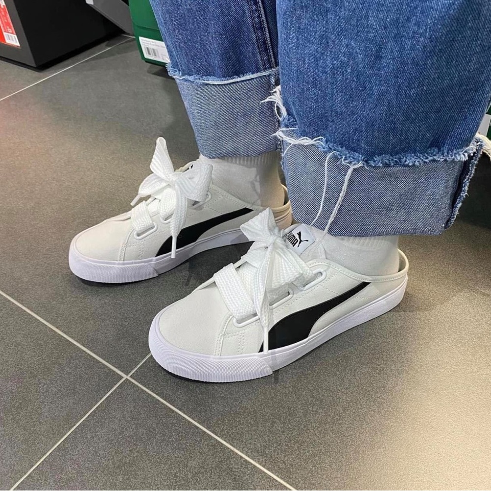 Puma Bari Mule Ribbon 'White Black' – Size US 7.5 W